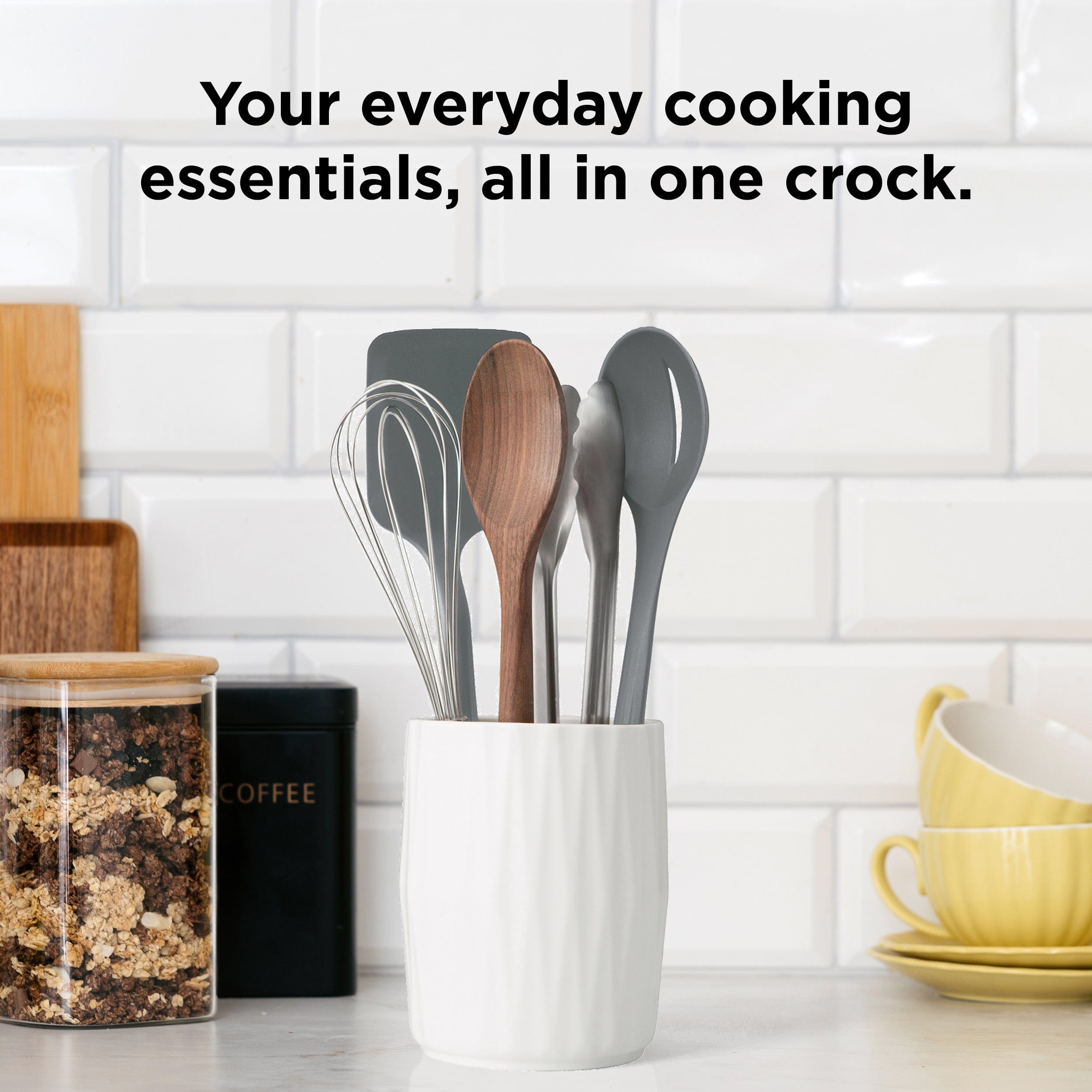 Chef'n 6-Piece Kitchen Utensil Set with Ceramic Crock 6-Piece Kitchen Utensil Set with Ceramic Crock